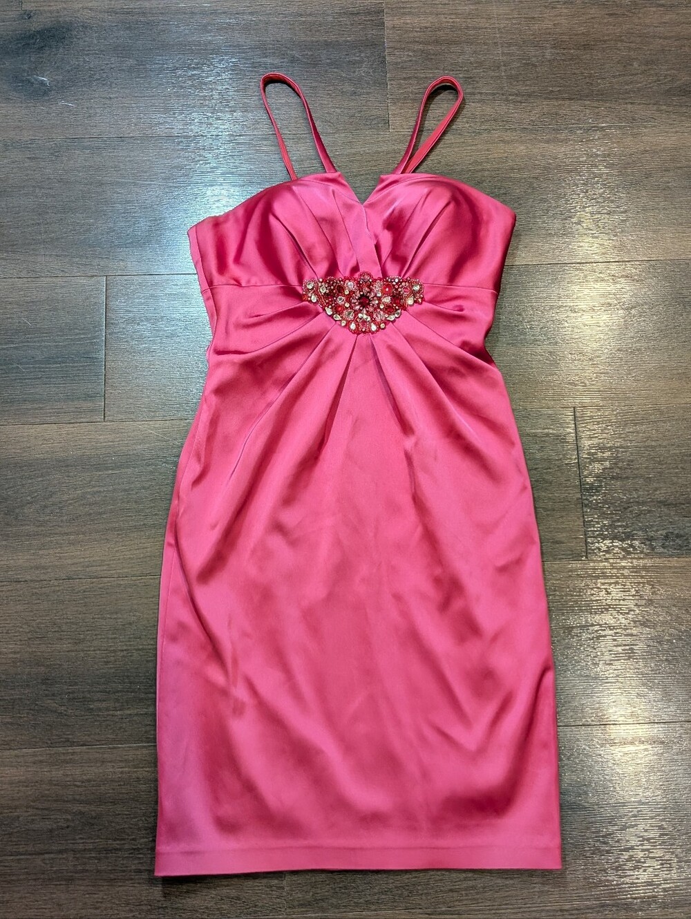 David Meister sz. 2 fuschia rhinestone cocktail dress
